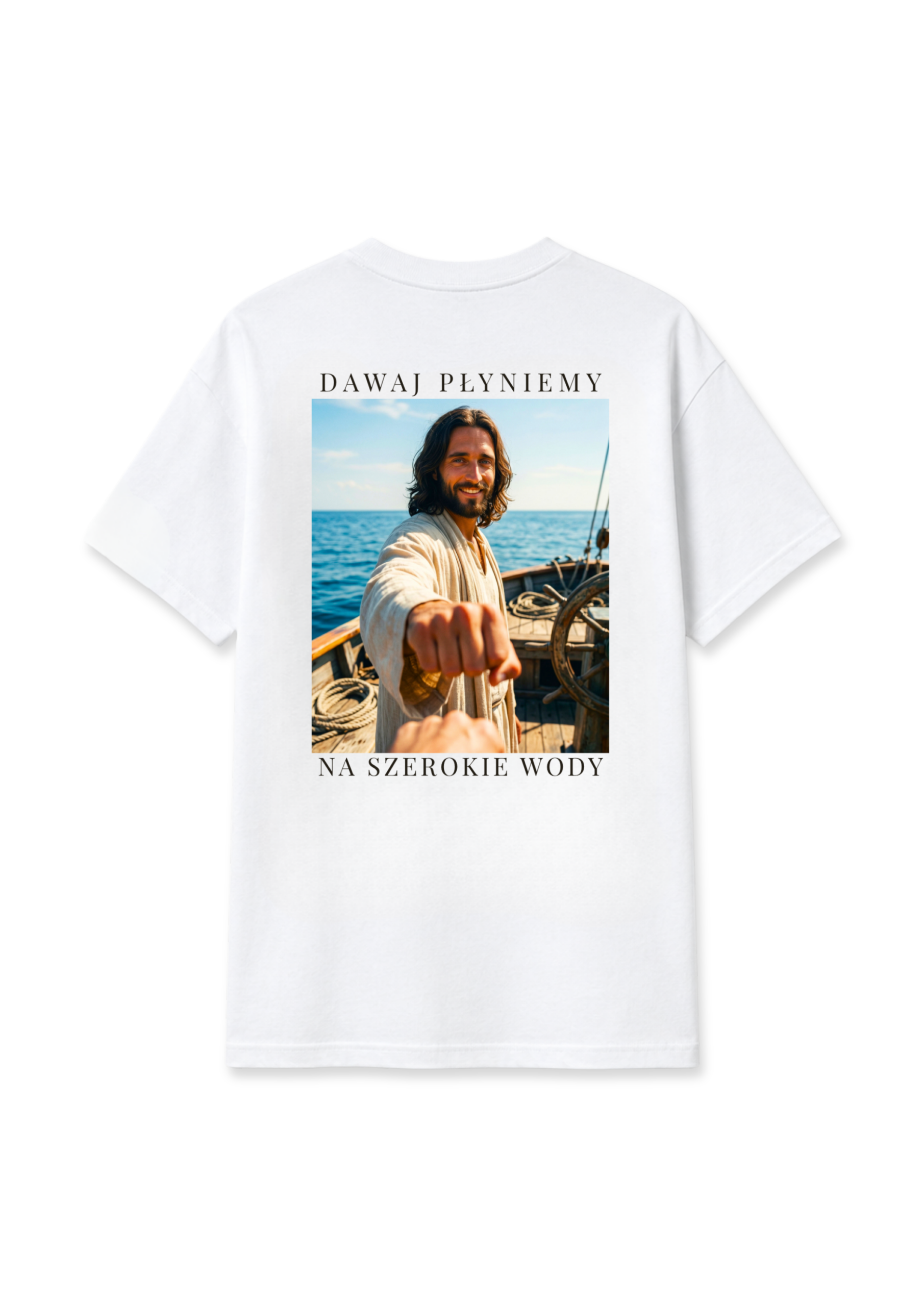 Biały T-shirt z Jezusem inspirujące koszulki dobrej jakości