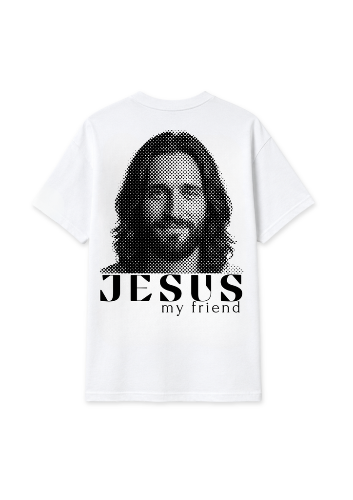 Czarna koszulka z dużym nadrukiem #JEZUS na plecach